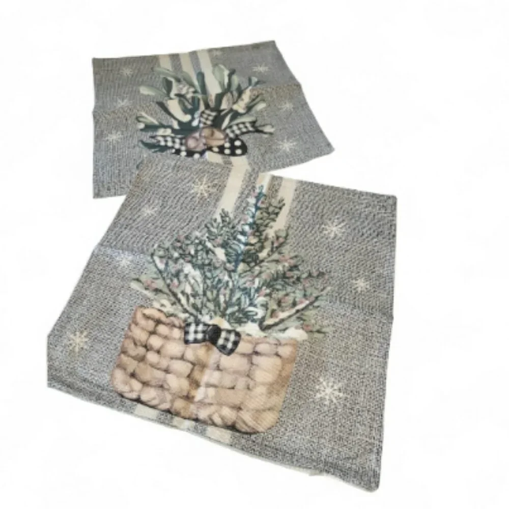 Winter Christmas Throw Pillow Covers Tree Pinecone Snow 18